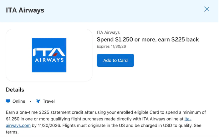 ita amex offer