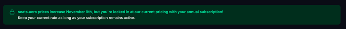 seats aero price increase screenshot seats aero price increase screenshot